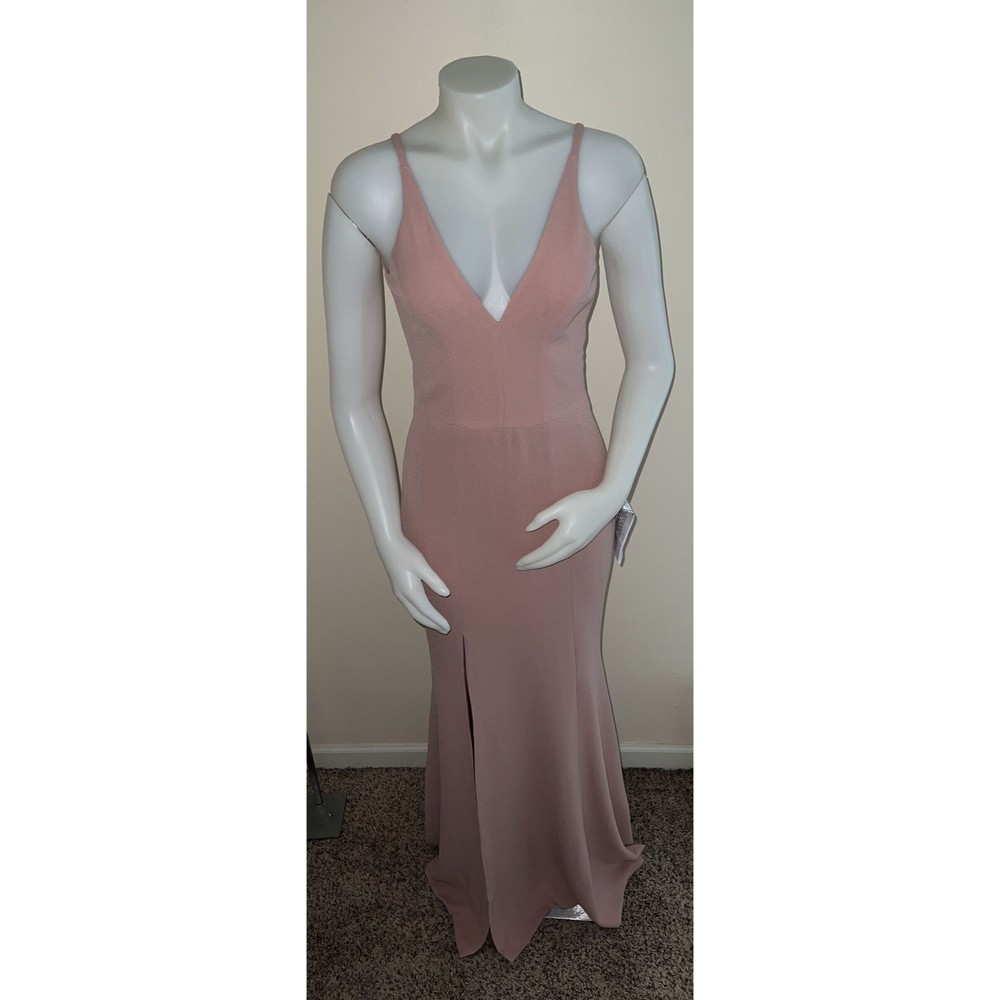 NWT DRESS THE POPULATION Iris Front Split Gown, Blush Pink, Sz. Small